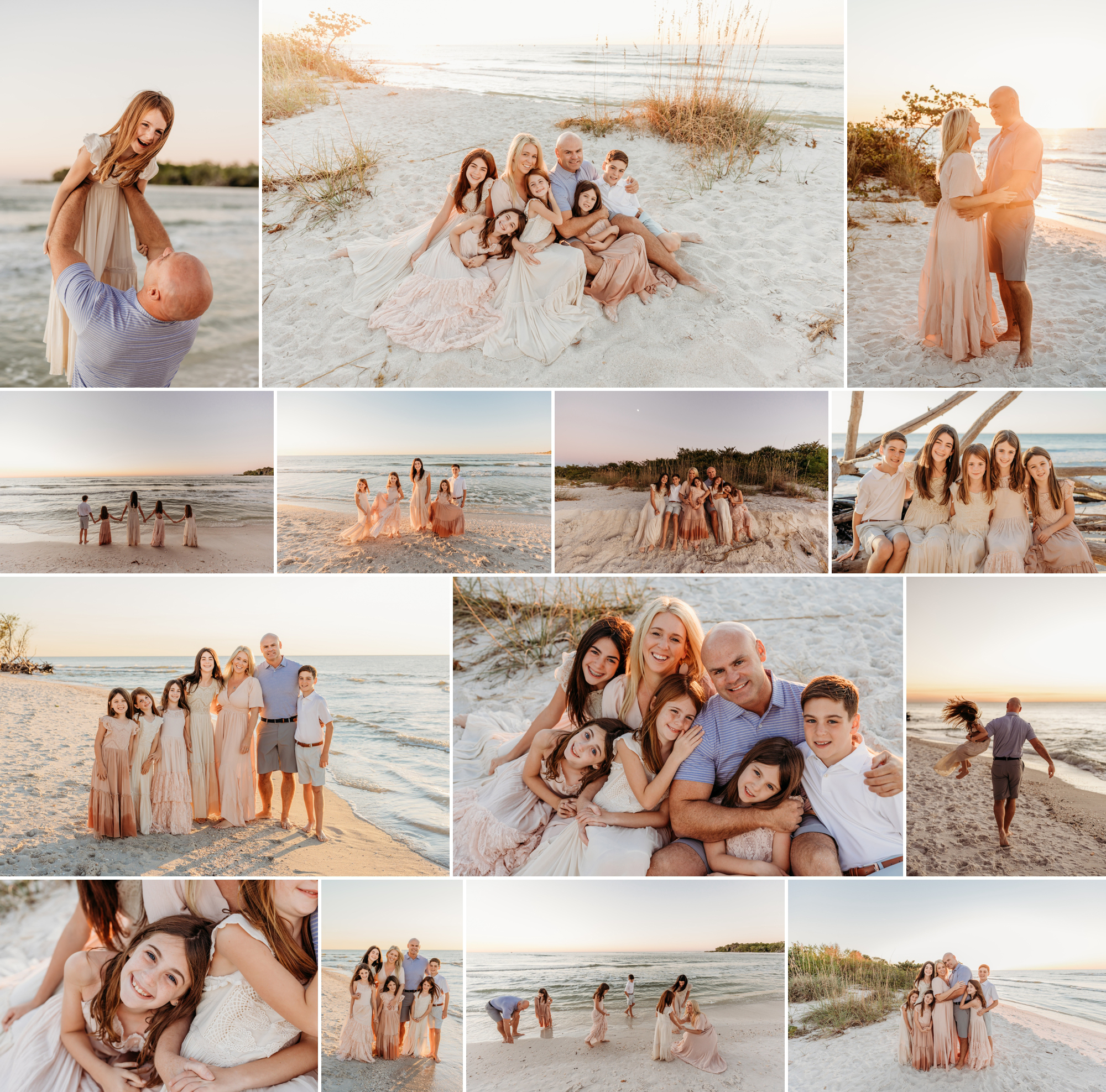 Family beach session with five kids in Florida
